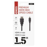 HDMI 2.0 high speed kabel A vidlice D vidlice 1,5 m EMOS S10103