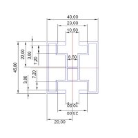 Hliníkový profil 40x45 mm délka 6000 mm HNP4_6