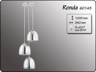 Lustr RONDA stříbrná 3xE27 60W pr.34cm