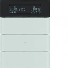 Tlačítkový senzor 3-násobný s termostatem a displejem IQ sklo bílá 75663590