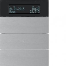 Tlačítkový senzor 3-násobný s termostatem a displejem IQ Alu BERKER 75663594