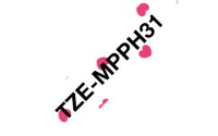 Páska BROTHER TZe-MPPH31 s růžovými srdci/černá (12mm, 4m)