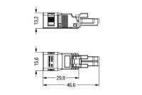 Zdířka S pouzdrem s odlehčením tahu 2pól. černá WAGO 890-202/342-000