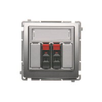 2-násobná zásuvka reproduktoru s popisovým polem 2,5 mm2, stříbrná matná