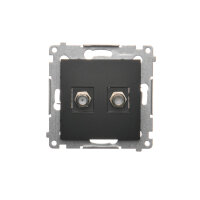 Dvojitá anténní zásuvka typ F pro individuální instalace, černá matná