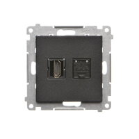 Zásuvka HDMI + datová RJ45 kat. 6 (přístroj s krytem) černá matná