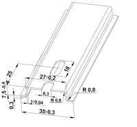 Lišta TH 35x7,5 - 2000 mm, perforovaná, NEREZ, 6,3x18mm, cena za kus E151451
