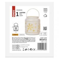 LED dekorace lucerna s vločkami kovová bílá, 14 cm, 3x AAA, vnitřní, vintage