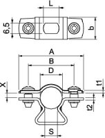 OBO ASL 733 14 ALU Distanční příchytka se závitem M6 12-14mm Hliník Alu