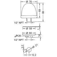 Modul optický OVOLUX FLASHING 12/48V DC IP66 1/2'' NPT červená blikající 30053