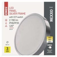 LED přisazené svítidlo NEXXO, kruhové, stříbrné, 28,5W, se změnou CCT