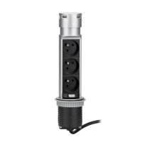 3z + 2x USB-A výsuvný blok zásuvek,1,5m, stříbrný SOLIGHT PP125