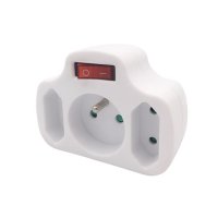 Rozbočka, 1x 10A + 2x 2,5A, bílá, vypínač SOLIGHT P103