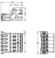 Zástrčka S pouzdrem s odlehčením tahu 5pól. černá WAGO 831-3205/1020-004