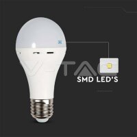 LED Bulb 9W E27 A70 Plastic Emergency Lamp 4000K V-TAC SKU7010