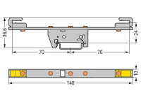 Držák přípojnice, pro přípojnice Cu 10x3 mm, Oboustranný, rovný, stříbrná
