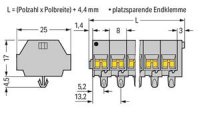 4vodičová svorkovnicese západkami šedá 0,08-1,5mm2 2pól.