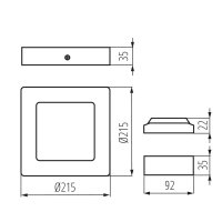 Přisazené LED svítidlo KANTI V2LED 18W-WW-B KANLUX 33555