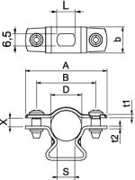 OBO ASL 733 17 G Distanční příchytka s připojovacím závitem M6 14-17mm Ocel