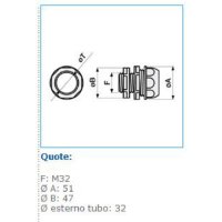 PREG32 průchodka pro hadice a korug. trubky, IP 67/IP64, d 32 mm INSET 10941