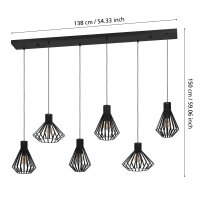 Závěsné svítidlo BASIDANO 6xE27 černá 240W IP20 EGLO 390126