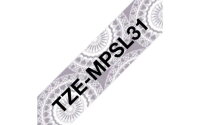 Páska BROTHER TZe-MPSL31 se stříbrnými vzory/černá (12mm, 4m)