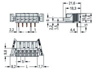 Pružinová svorkovnice THT úhlová 5 mm šedá 16pól. WAGO 722-246/039-000