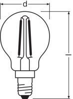 Světelný zdroj LED CLASSIC P V 2.5W 827 Clear E14 LEDVANCE 4099854482748