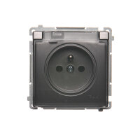 Zásuvka jednonásobná IP44 s uzemněním, 16 A, 250 V~ s průhledným víčkem,Inox