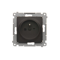 Zásuvka jednonásobná s uzemněním, s clonkami 16A, 250V, hnědá matná