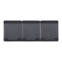 GALATEA IP44 Zásuvka 3x 2P+PE SCHUKO 3-nás. vodorovná (antracit) FAMATEL 5326-07