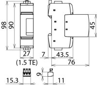 Svodič přepětí typ 2 DG SE H 1000 VA FM 1pól Uc 1000V AC Varistor + GDT