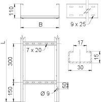 OBO WKLG 1140 FS Kabelový žebřík, děrovaná bočnice 110x400x6000 Ocel 6311016