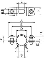 OBO ASL 733 17 ALU Distanční příchytka se závitem M6 14-17mm Hliník Alu