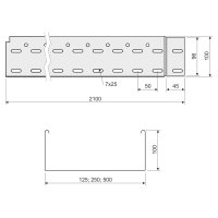 Kabelový žlab 100x125x0,70 sendzimir, děrovaný (Mars) KOPOS NKZI 100X125X0.70_S