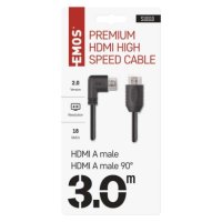 HDMI 2.0 high speed kabel A vidlice - A vidlice 90° 3 m EMOS S10310
