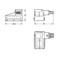 Odbočovací modul, pro plochý kabel, 5x2,5mm2 + 2x1,5mm2, zelená 2pól. 893-262