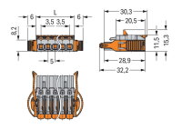 1vodičová pružinová svorkovnice, Páčka, Push-in CAGE CLAMP, Šedá