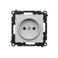 Zásuvka 1 násobná, bez uzemnění, se clonkami hliníková matná   TG1CZ.01/143