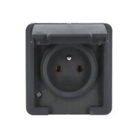 ATLAS 2K IP55 Zásuvka 2P+PE s ochr. kolíkem, antracitová FAMATEL 19082-09