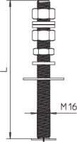 OBO isFang 3B-G2 Závitová tyč na dva betonové podstavce FangFi 340mm Nerez ocel