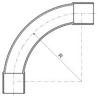 Koleno 90° pro tuhé elektroinstalační trubky PVC pr. 16 mm, světle šedé.