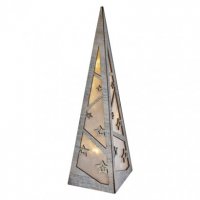 LED pyramida, 36cm, 2× AA, teplá bílá, časovač
