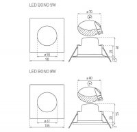 Vestavné LED svítidlo typu downlight LED BONO-S WHITE 8W NW 580lm