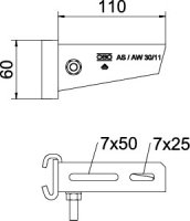OBO AS 30 11 FT Výložník, pro závěs IS 8, B110mm, Ocel, žárově zinkováno