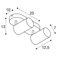ASTO TUBE, stropní přisazené svítidlo, válcové, max. 2x 10 W, bílé SLV 1006426