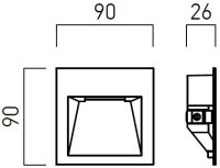 XGHOST IP20 WALL REC. FITTING 2W 100-240