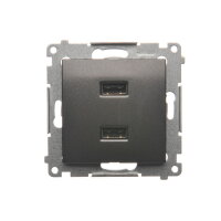 Nabíječka 2x USB 2,1A, antracit mat, metalizované KONTAKT SIMON DC2USB.01/48