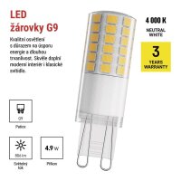 LED žárovka Classic JC, G9, 4,9 W (60 W), 806 lm, neutrální bílá EMOS ZQ9C43
