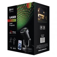 Laserový dekorativní projektor - zelené/červené tečky, ovladací, časovač